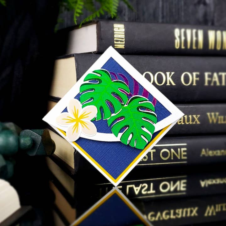 Monstera Plumeria Paper Corner Bookmark for wholesale by Novel Corners