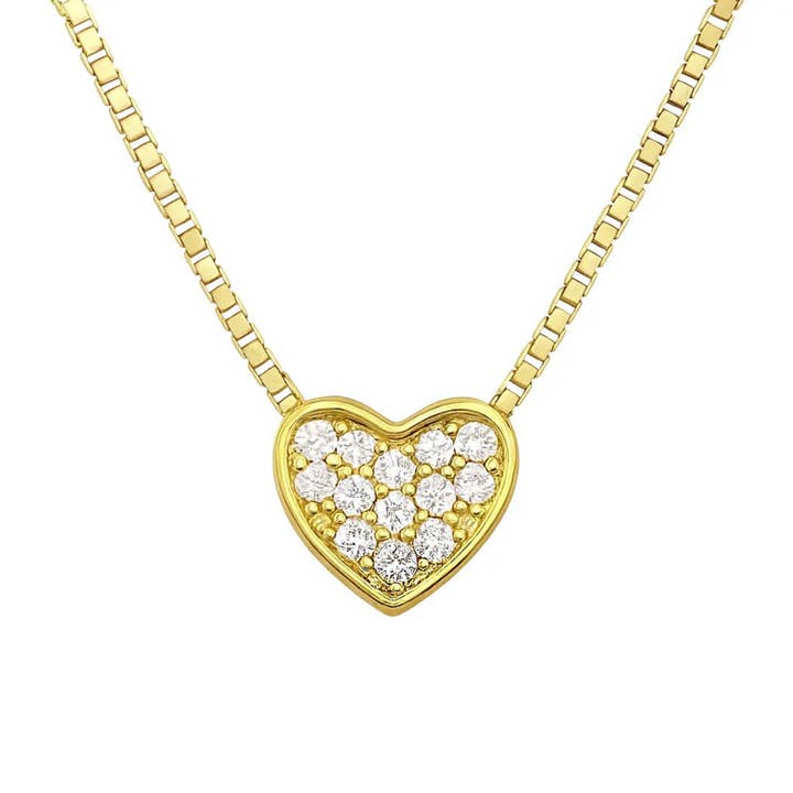 Collier Nicoletta – cœur plaqué or serti de zircones pour la vente par Impala
