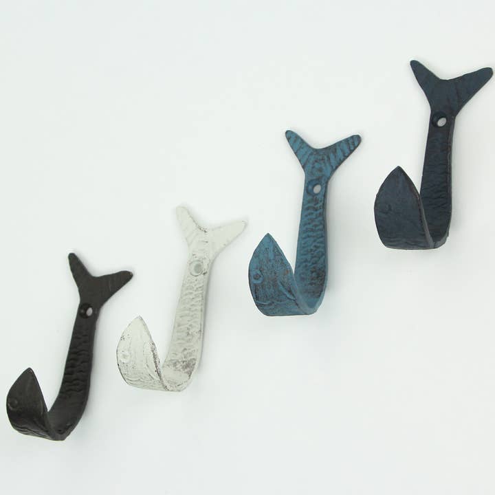 Zeckos - Vente Crochets muraux - Lot de 4 crochets muraux rabattables en fonte de couleur côtière4