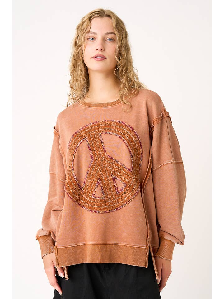 mittoshop - Vente Sweat-shirt – femme - SWEAT-SHIRT PEACE SIGN PATCH MINERAL WASH1