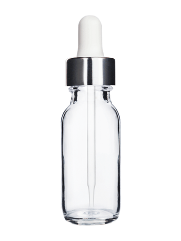 Best Bottles - Wholesale Essential Oil Holder - Boston Round Clear Bottle - 15ml (Multiple Dropper Colors)10