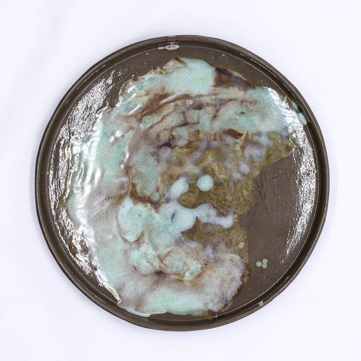 27 cm Puur Wit Gerookt Grijs Grote Aardewerk Handgemaakte Keramische Dinerbord voor wholesale door Ribera Handmade Ceramics