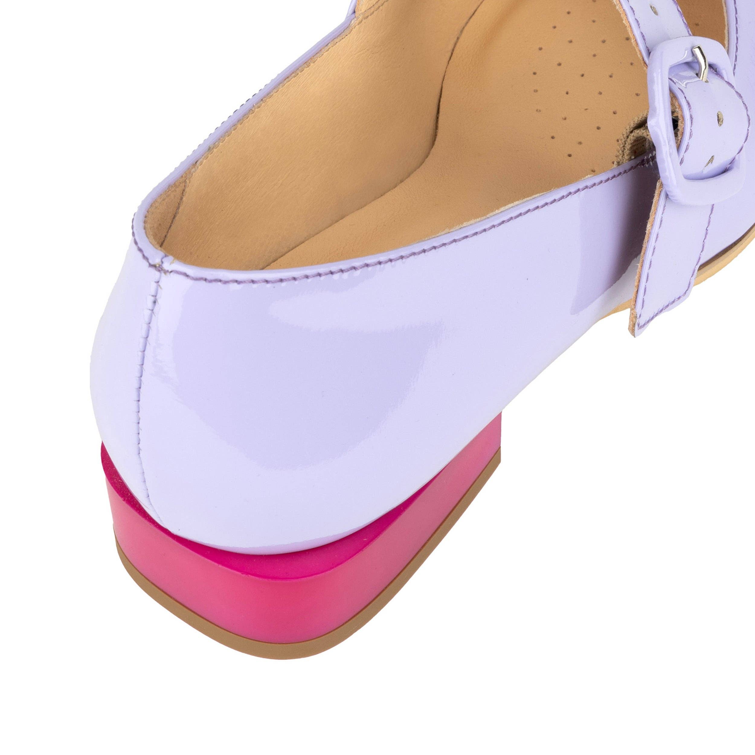 Embassy London – wholesale Low heels – Women′s – Bliss - Lavender & Rose - Women's block heel square toe patent leather Mary-Jane8