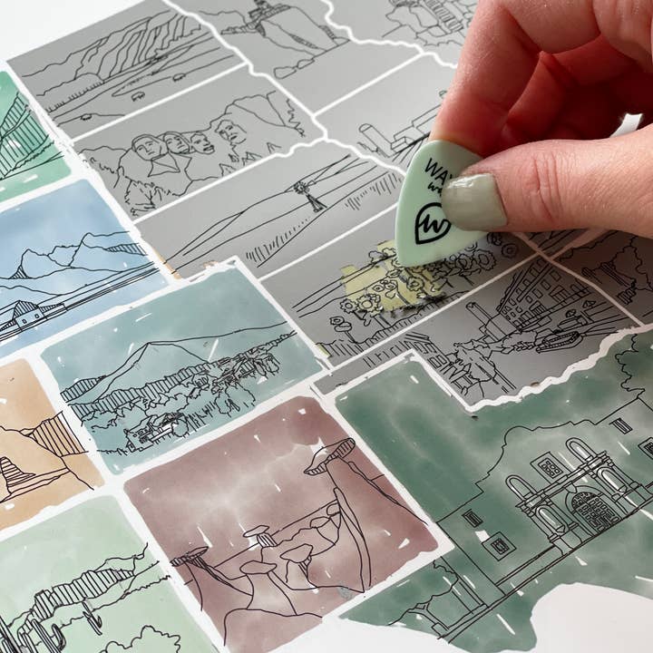 Waypoint Wanders - Wholesale Map - Illustrated US Scratch Off Map