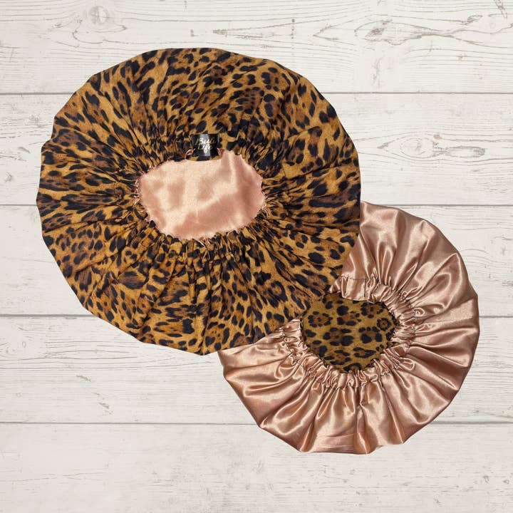 Leopard Print Satin Lined Bonnet for wholesale by Buli Life