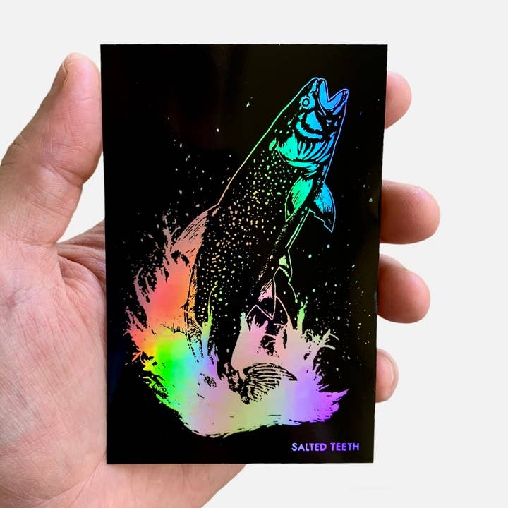 Rainbow Trout - Holographic Sticker for wholesale by Salted Teeth