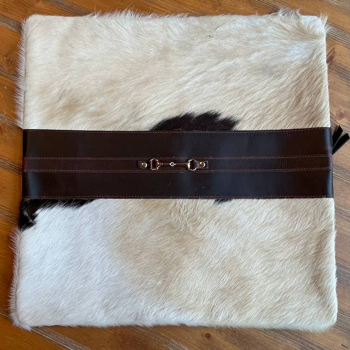 Westrian International - Wholesale Throw Pillow Cover - CLEARANCE Snaffle Bit Cowhide Leather Pillow Cover 18”8
