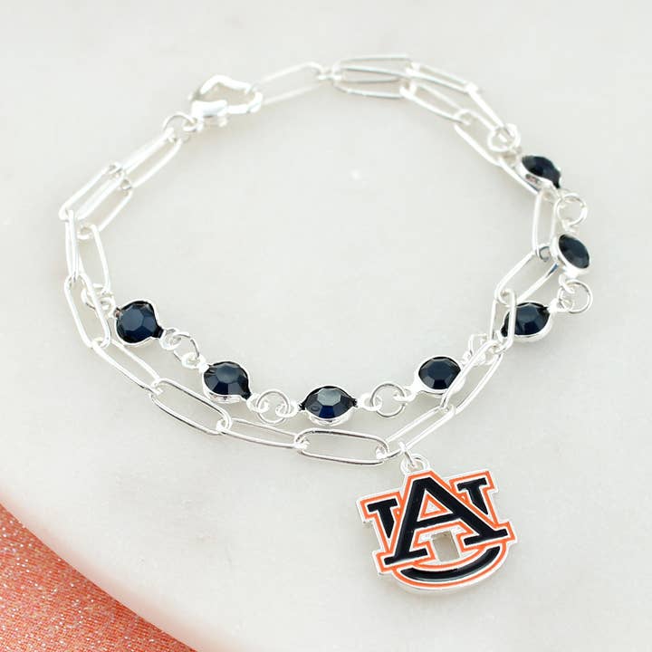 Seasons Jewelry – Großhandel Armband mit Charms/Anhängern – Auburn Paperclip Chain & Emaille-Logo Armband0