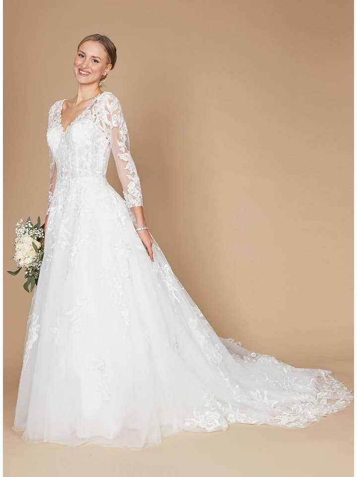 White Long Sleeve Wedding Dress for wholesale on Faire