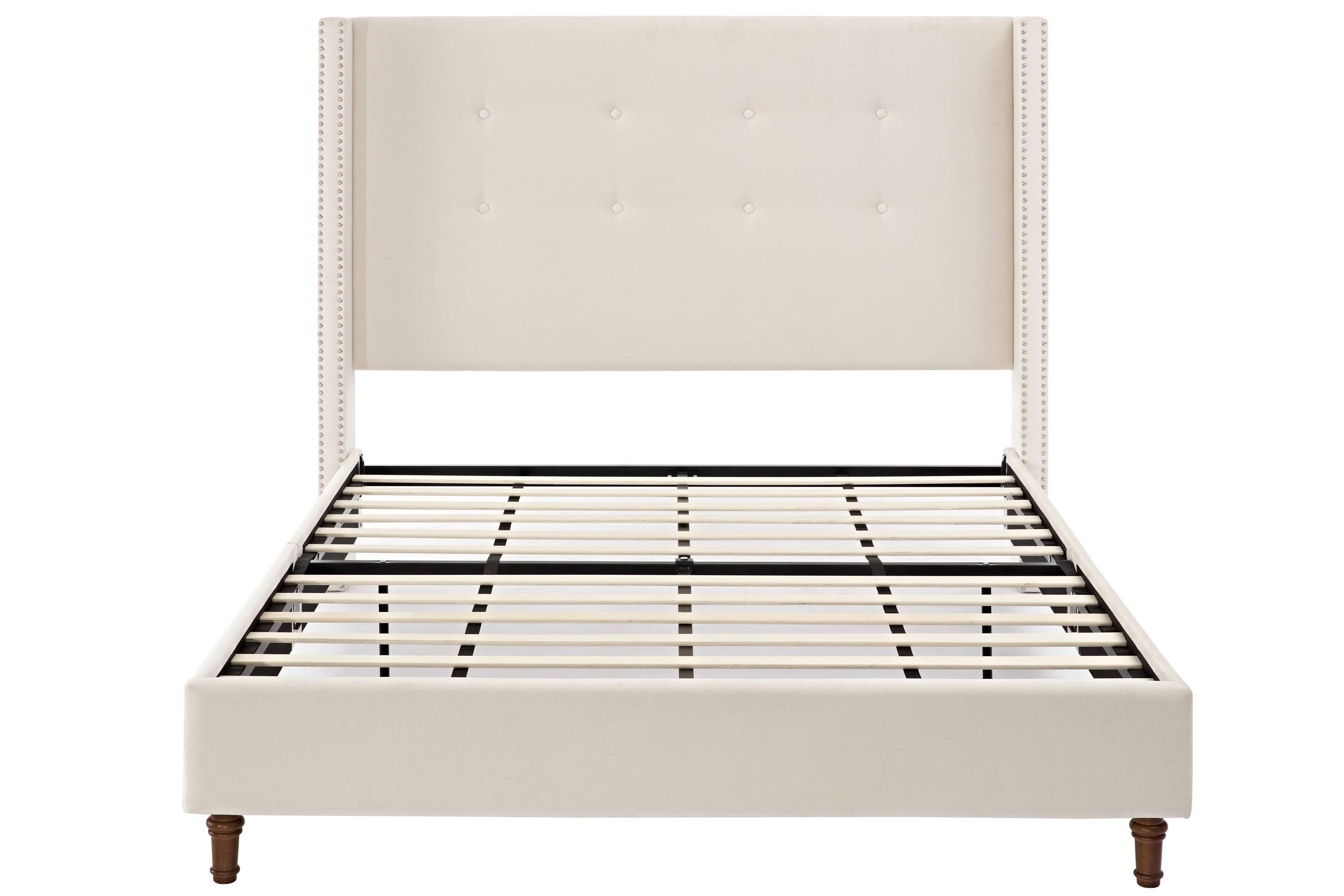 BlakOutlet – Cama por atacado – Cama queen estofada Peyton com cabeceira alta de 137 cm, capitonê manual tradicional e acabamento com tachas12