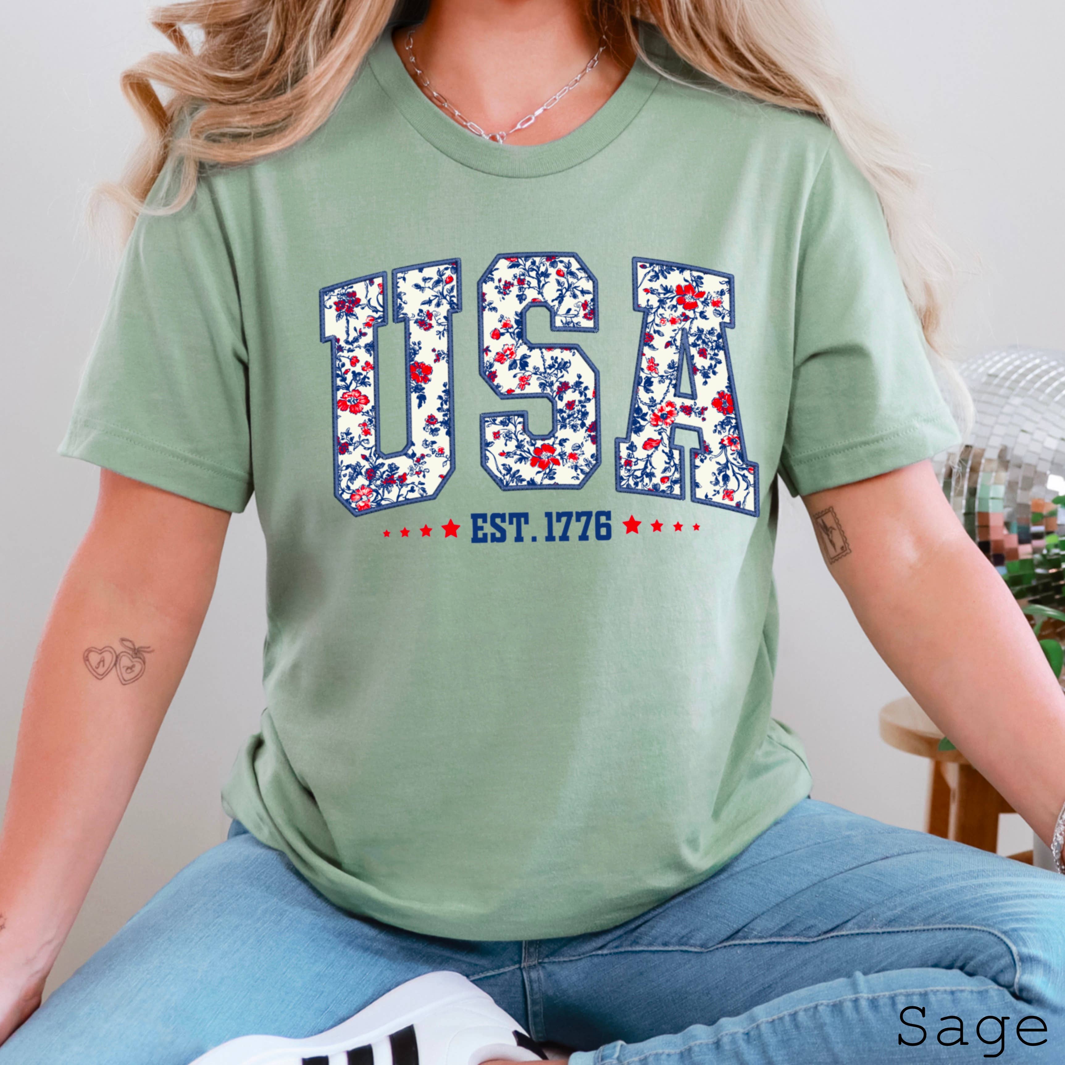 Shoppe SHC – wholesale T-shirt (graphic) – women's – July 4th Graphic Tee | Floral USA  | Bella Canvas 10