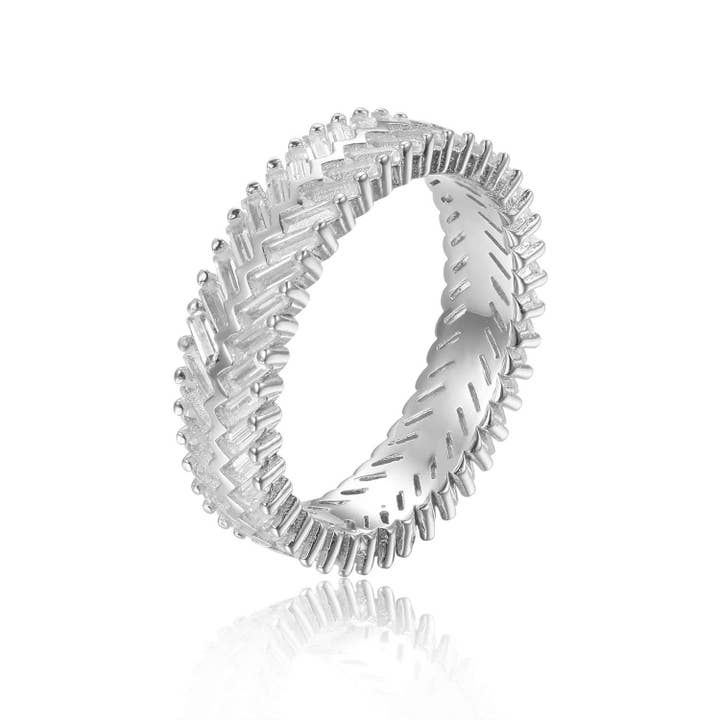 FCJ Jewelry LLC - Wholesale Band/Stacked Ring - 925 Silver - Natural White Topaz - Baguette Style Ring1