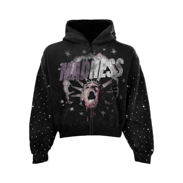 Galna Sankt Rhinestone Zip Up för wholesale av Worksofmadness