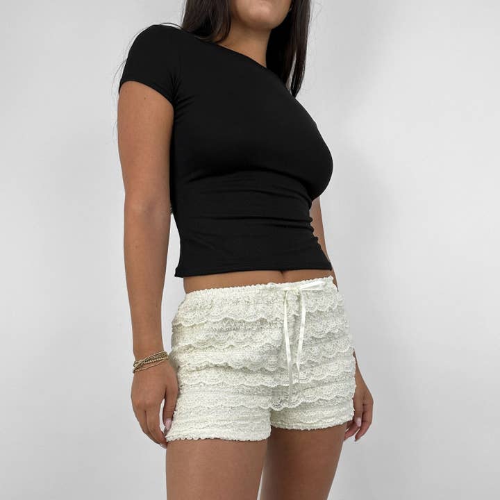 Rosa Clothing - Wholesale Shorts - Women's - Y2k Lace Bow Cake Puffy Shorts10