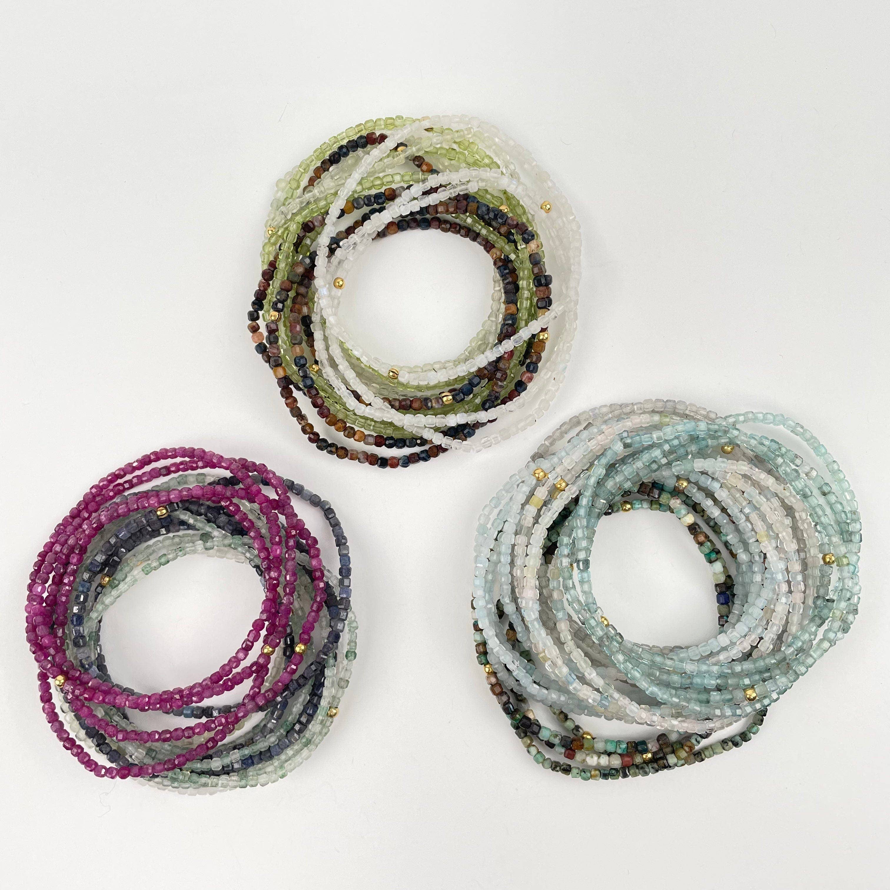 Rock Paradise - Venta al por mayor Pulsera de cuentas - Pulseras de piedras preciosas de cristal - cubos facetados de alta calidad de 2 mm2