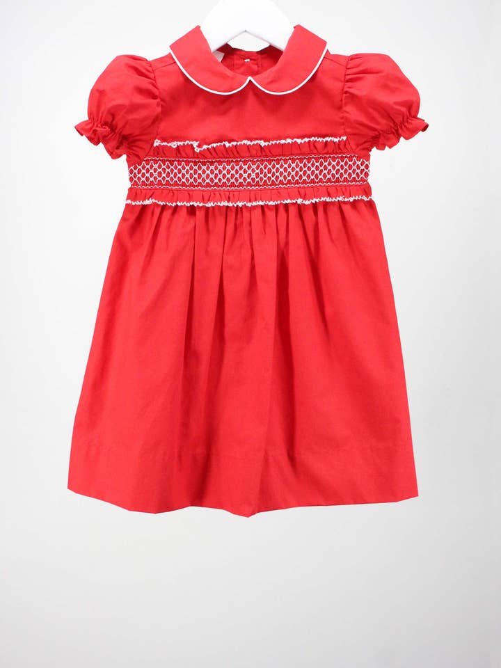 Classic Red Christmas Claire Dress for wholesale by Baby Blessings Clothing