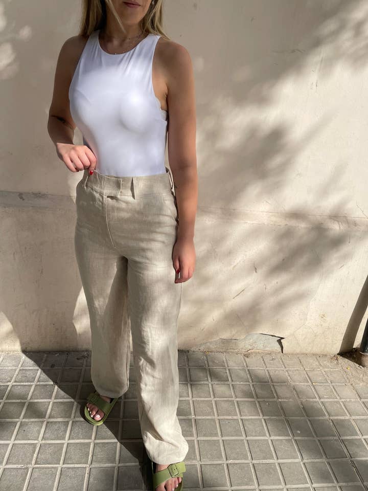 Sommar Beige Trousers for wholesale by ELBA& CLAU