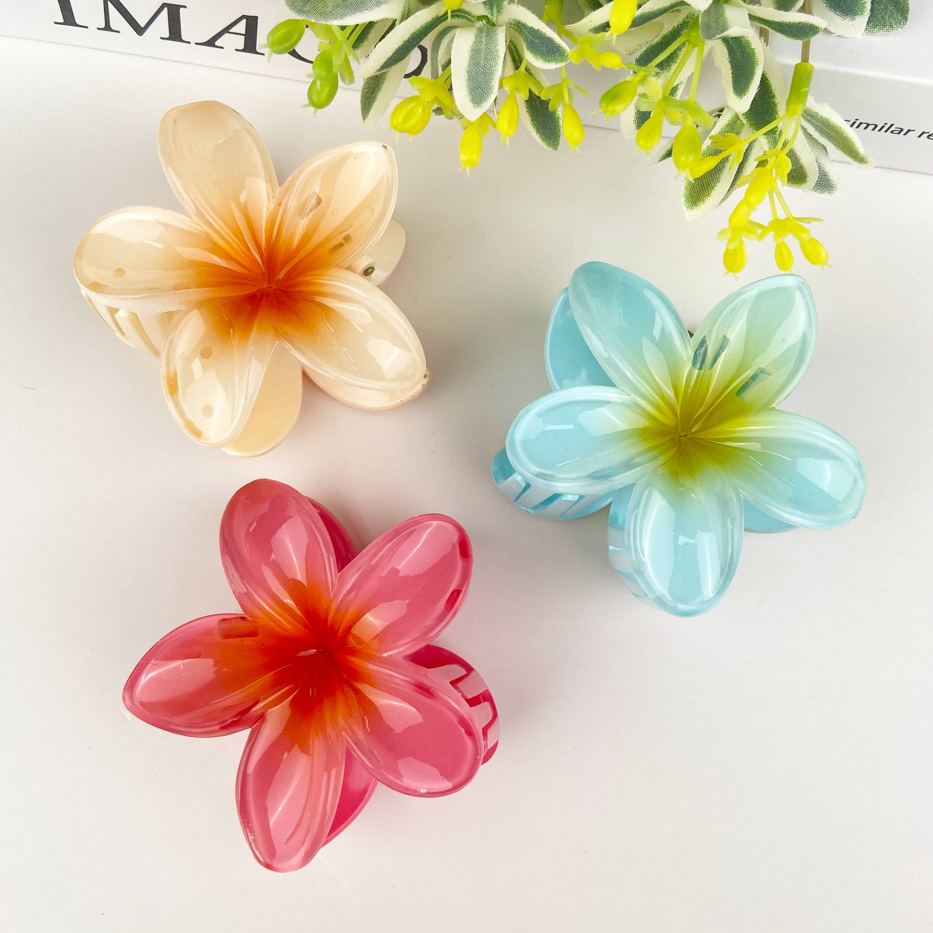 SoapElenGlen - Wholesale Hair Clip - Women's - Colorful plumeria hair Clip24