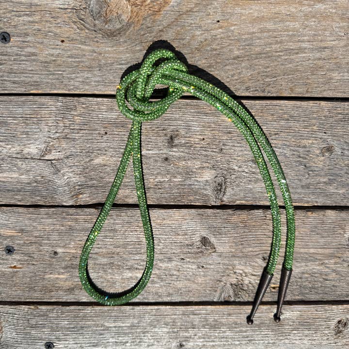 Lime Rhinestone Western Bolo Tie #BT102 for wholesale by Rodeo Drive