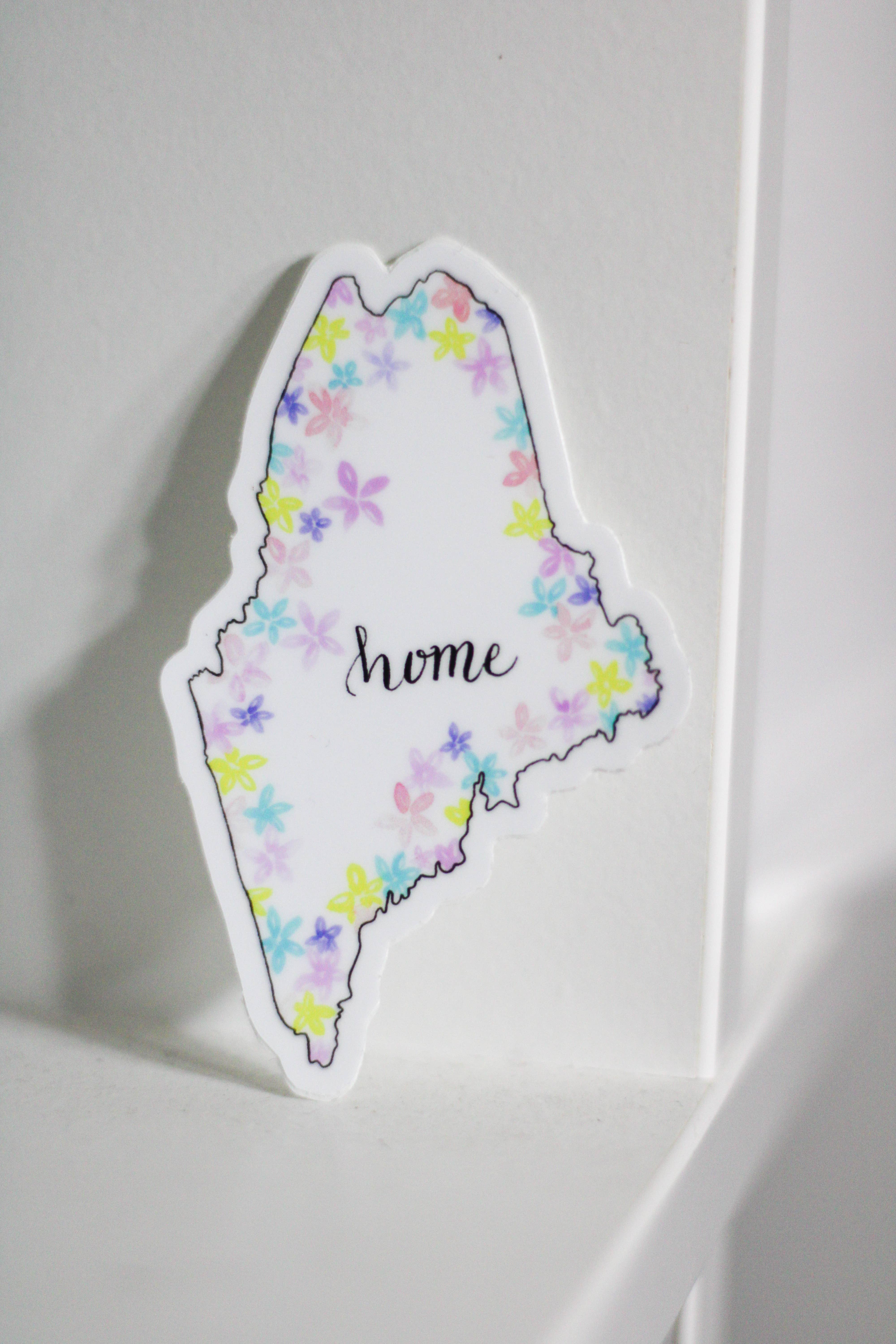 Maine Floral Home | Watercolor Flower Sticker for wholesale by Scribbles and Doodlez