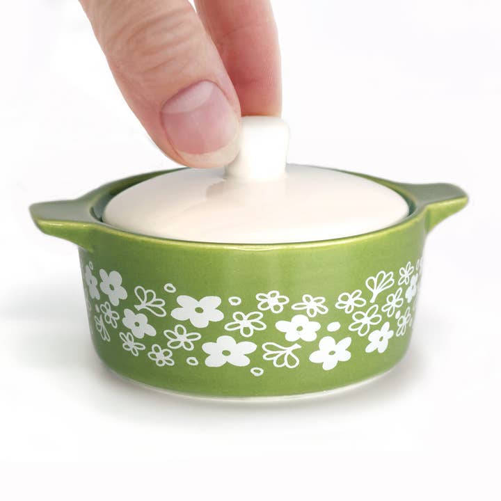 Pyrex-Inspired Spring Blossom Casserole Ceramic Trinket Box for wholesale by Twinkltoast