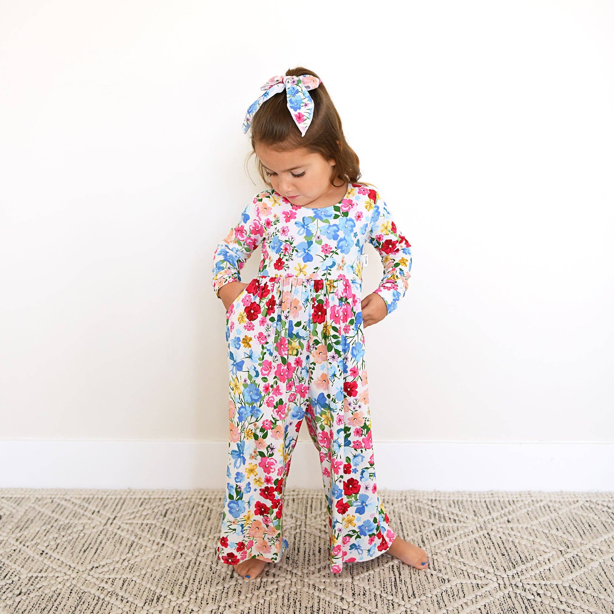 Gigi and Max - Wholesale Jumpsuit - Baby - Kaylee WIDE LEG ROMPER Bamboo Floral Kids Clothing Outfit1