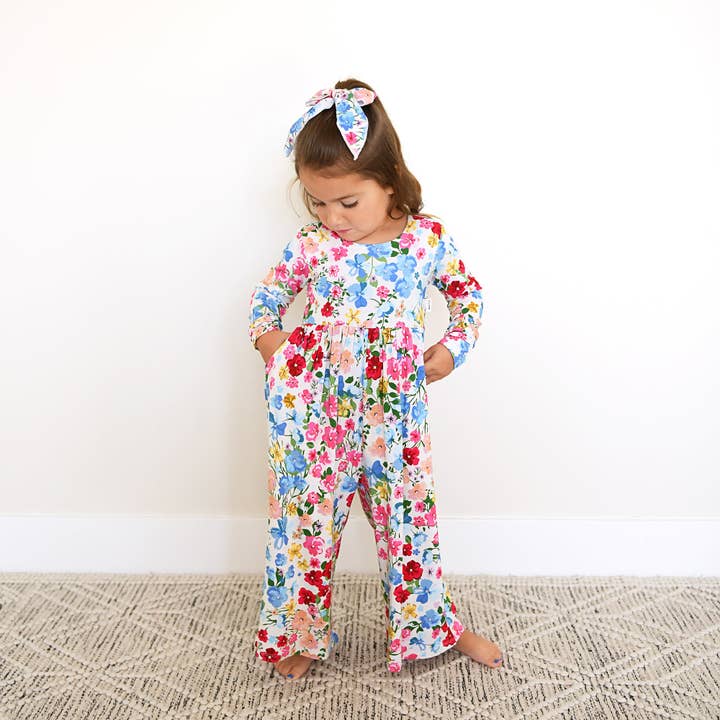 Gigi and Max - Wholesale Jumpsuit - Baby - Kaylee WIDE LEG ROMPER Bamboo Floral Kids Clothing Outfit1