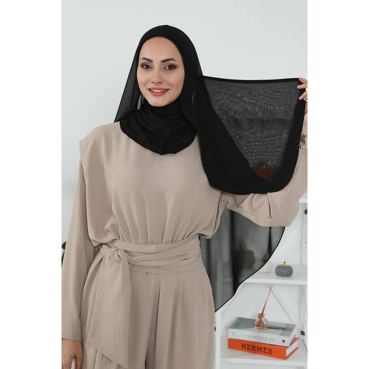 Black Veil with Attached Chiffon Shawl, One-Piece Instant Niqab Hijab Scarf, Lightweight Modest Face and Head Covering,PC-1 for wholesale on Faire2