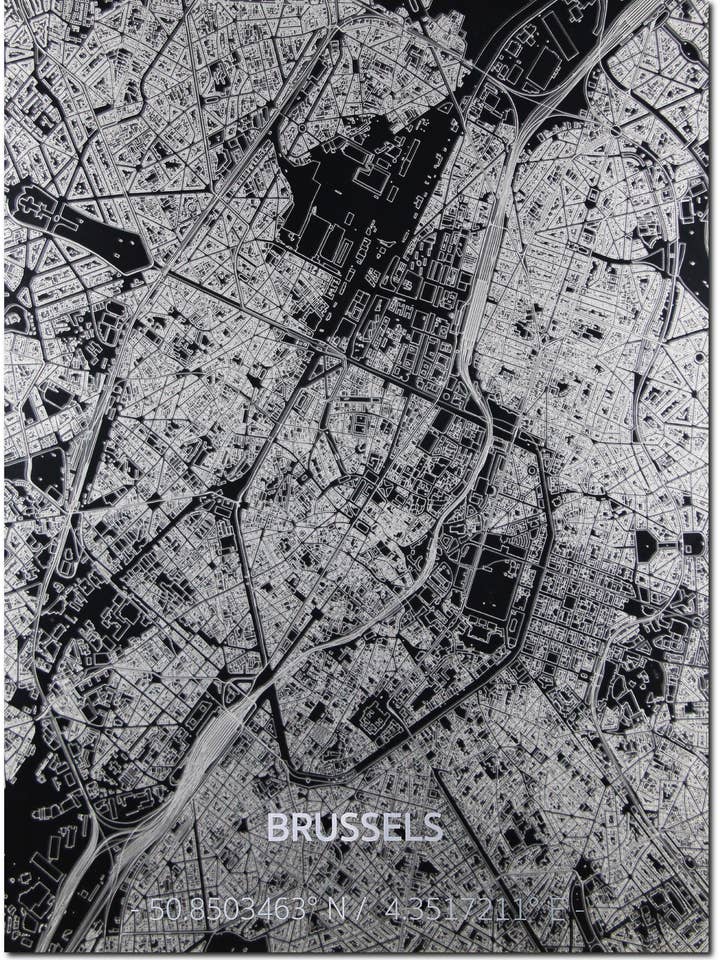 Citymap Brüssel | Wanddekoration aus Aluminium für den Großhandel von Brandthout.