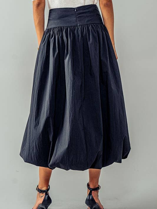 BLACK Eclipse Crescent Balloon Midi Skirt for wholesale on Faire