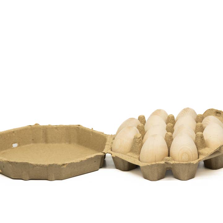 Daddy J's Ventures - Wholesale Decorative Tabletop Object - One Dozen Wooden Eggs In Round Carton1
