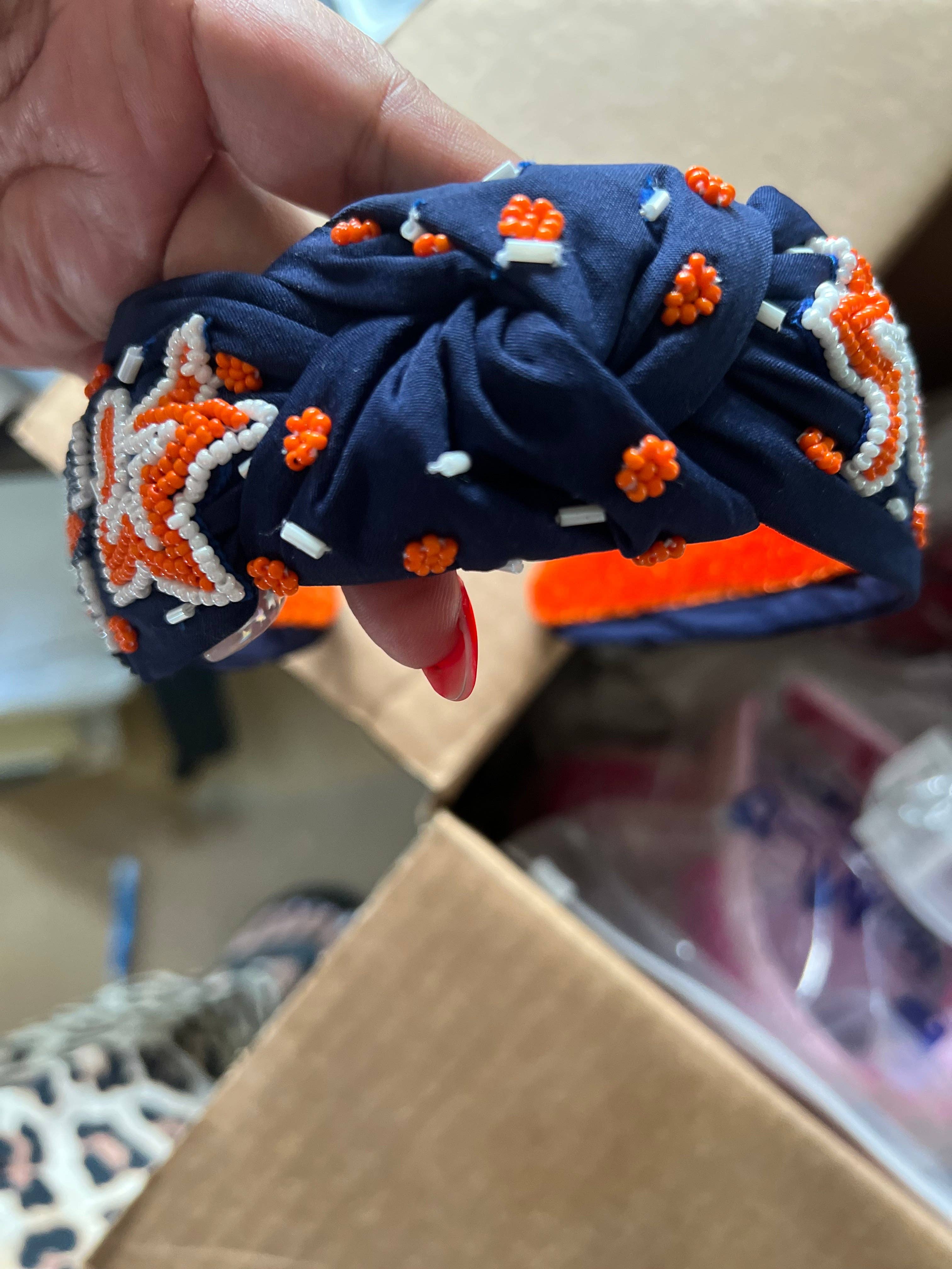 Wishful Heart Boutique, LLC - Wholesale Fashion Headband - Women's - Astros Beaded Blue Multi Logo Headband2