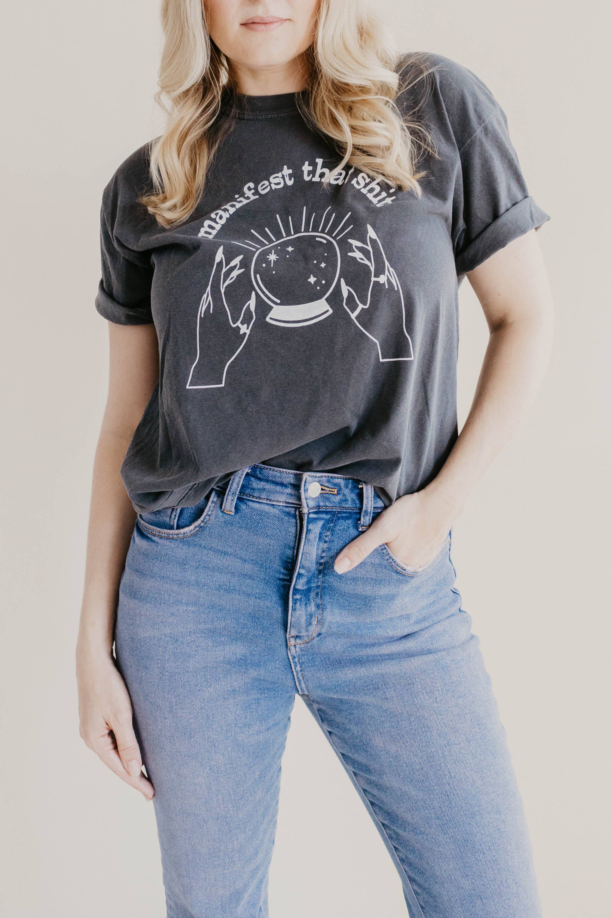 Uncommon Wild - Wholesale Screen Printed T-Shirt - Women's - Manifest That Sh*t Crystal Ball Comfort Colors Graphic Tee4