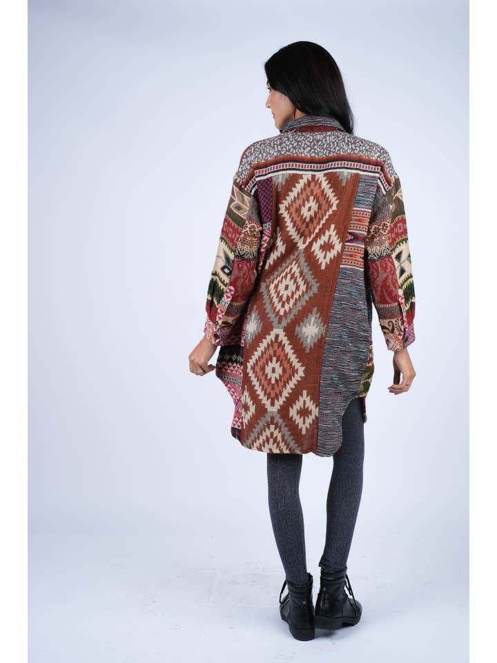 Sacred Threads - Wholesale Coat - Women's - Cozy Patchwork Southwestern Coat3