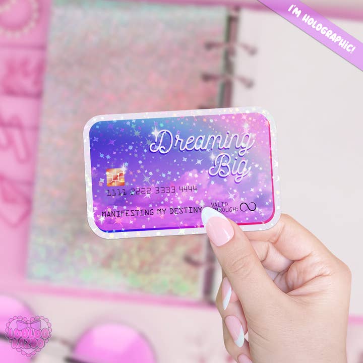 Holographic Stars Dreaming Big Credit Card Vinyl Sticker for wholesale by LooLooKazoo