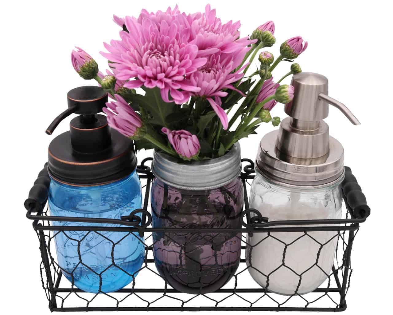 Mason Jar Lifestyle - Wholesale Jar - Galvanized Metal Flower Organizer Frog Lid for Mason Jars10