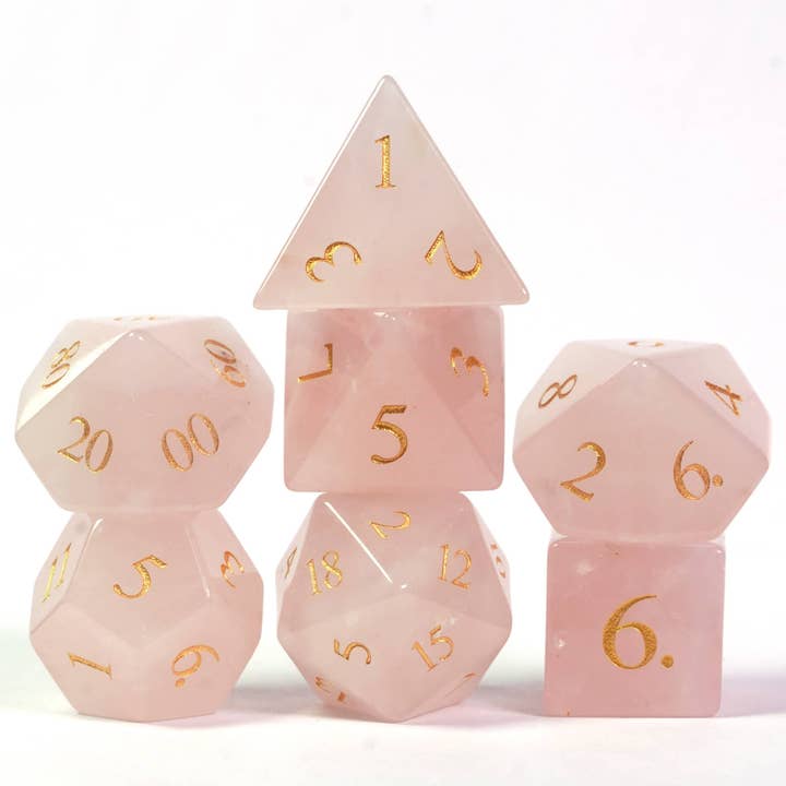 Geek Therapeutics - Wholesale Dice - Rose Amethyst Gemstone Dice Set4