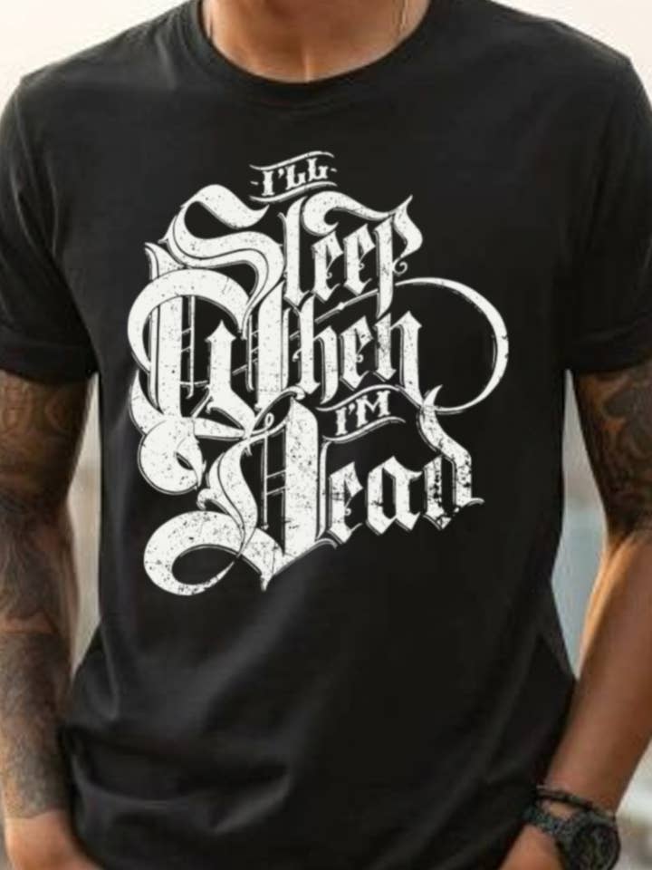 PB-3136. Sleep When I'm Dead Graphic Tee for wholesale by DOTCOM