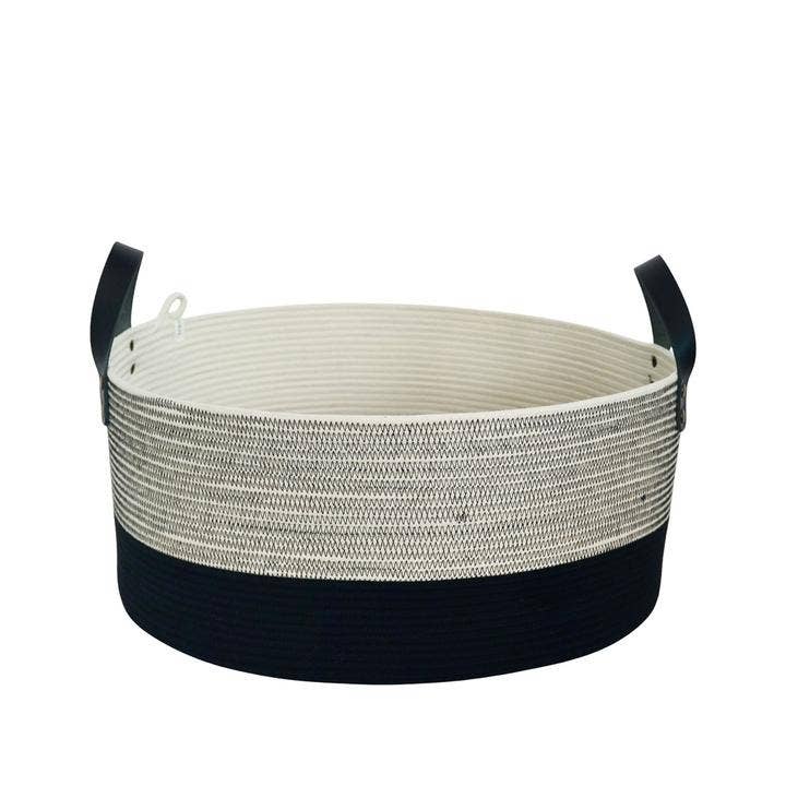 Leather-Trim Storage Basket S - Liquorice for wholesale by Mia Mélange