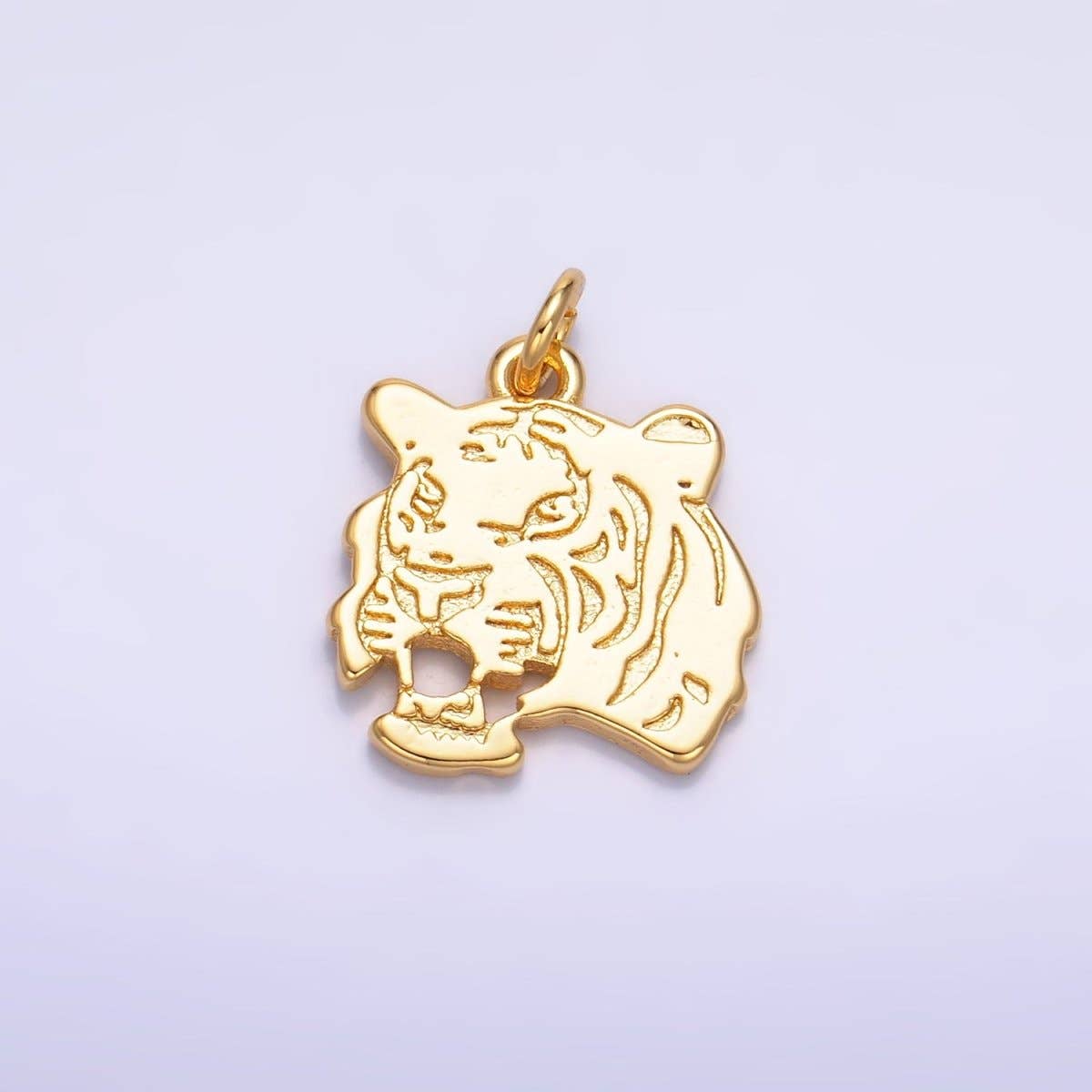 Aim Eternal - Wholesale Individual Charm/Pendant - 24K Gold Filled Tiger Head Animal Charm | W2330