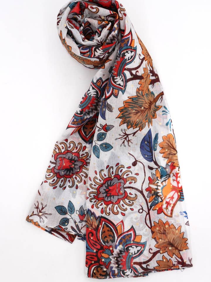 Sciarpa con foglie e pois dorati per la vendita all'ingrosso da parte di LIL' MOON