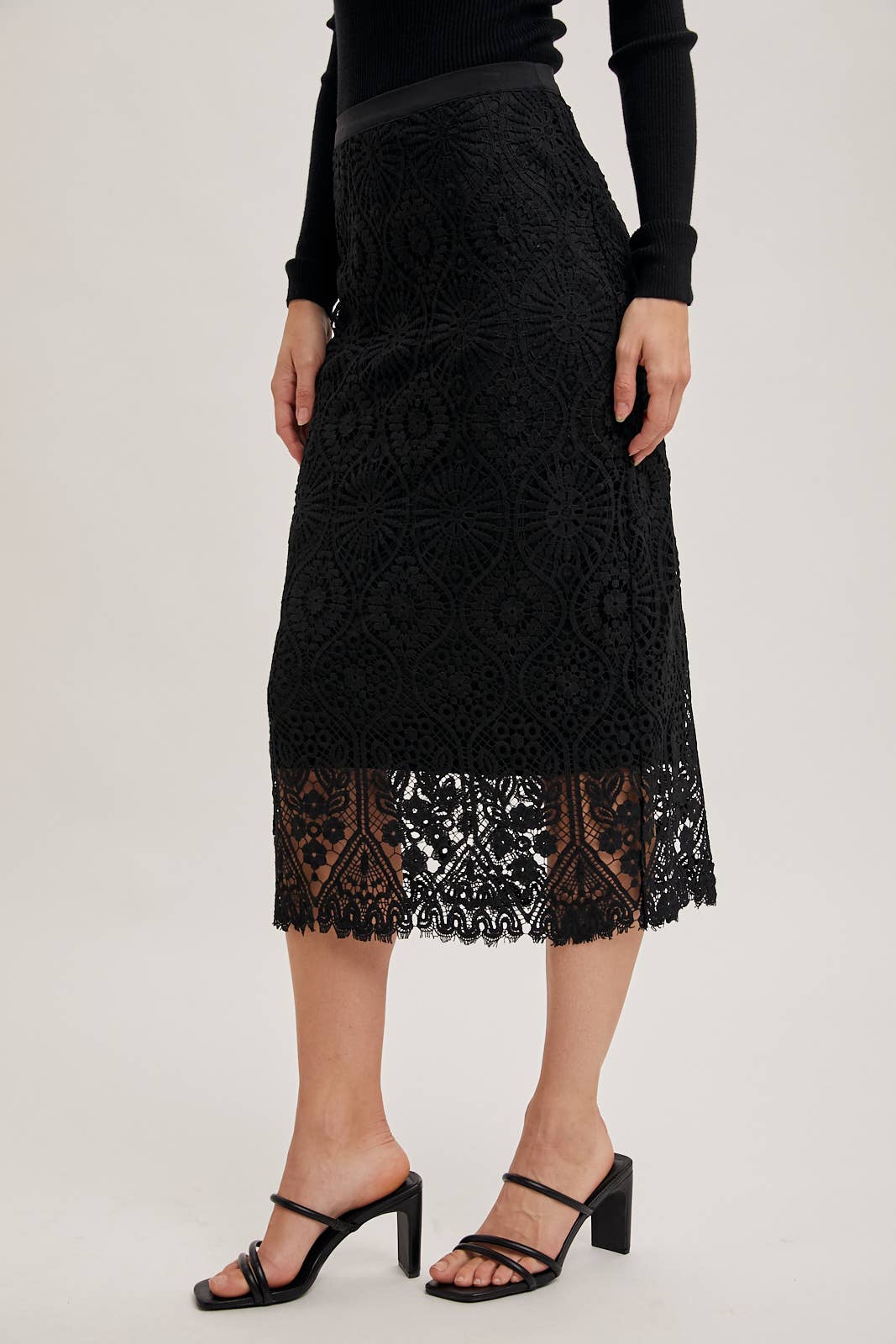 Bluivy - Wholesale Skirt - Women's - LACE MIDI SKIRT WITH INNER LINING2