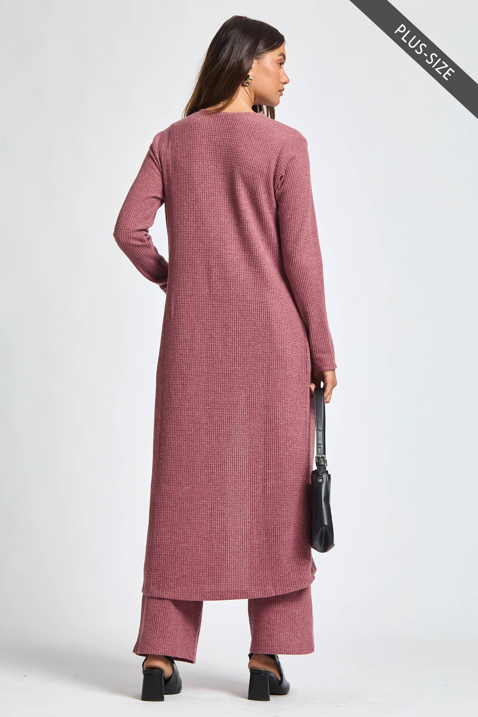 Dear Scarlett - Wholesale Lounge Set - Women's - PLUS SIZE Thermal Sleeveless Tank + Cardigan + Relaxed Pants19