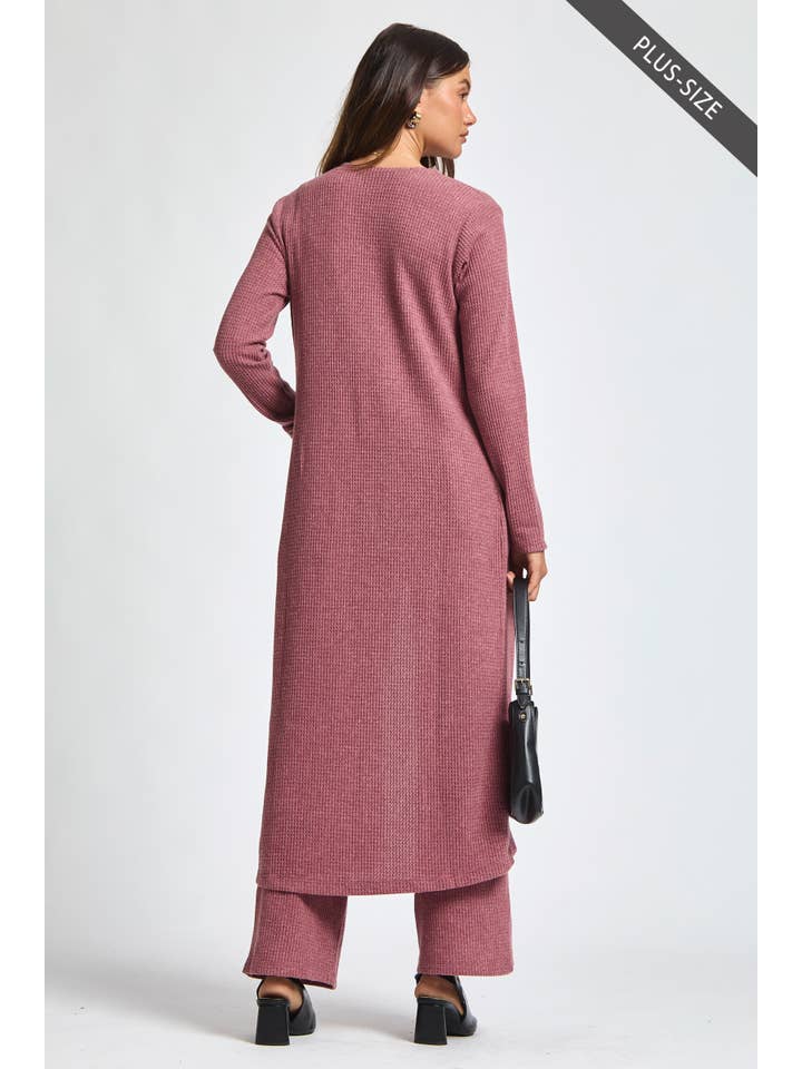 Dear Scarlett - Vente Ensemble de vêtements d'intérieur – femme - Débardeur thermique sans manches grande taille + Cardigan + Pantalon décontracté19