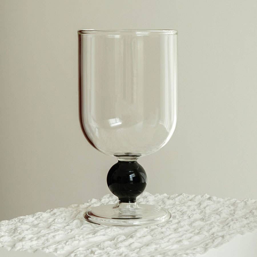 TUTU Home - Wholesale Wine Glass - "Boule" – Clear Wine Glass with Black Sculptural Stem0