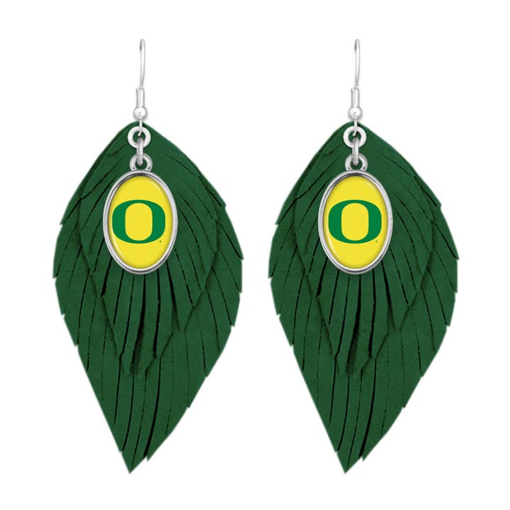 From The Heart - Wholesale Dangle Earrings - Oregon Ducks Boho Primary Earrings