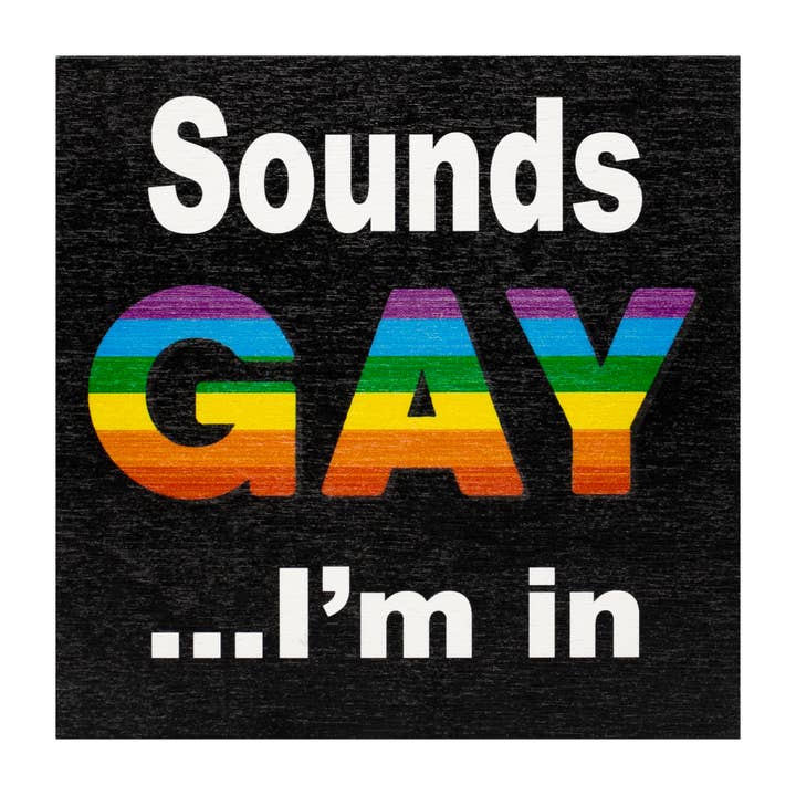 LGBTQ-Holzschild Sounds Gay I'm in ™️, Gay Pride für den Großhandel von JennyGems