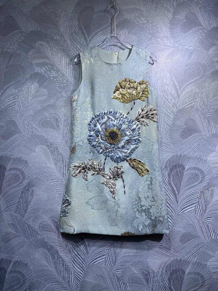 Productseeker – Großhandel Kleid – Damen – DR940Y Sommerkleid mit Rundhalsausschnitt und handperliertem Blumenmuster