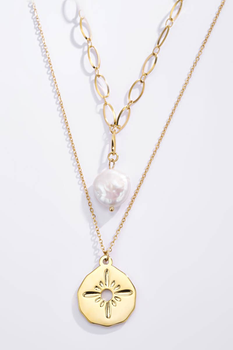 Gold 224RX48 Halskette aus Edelstahl mit natürlicher Perle für den Großhandel auf Faire1