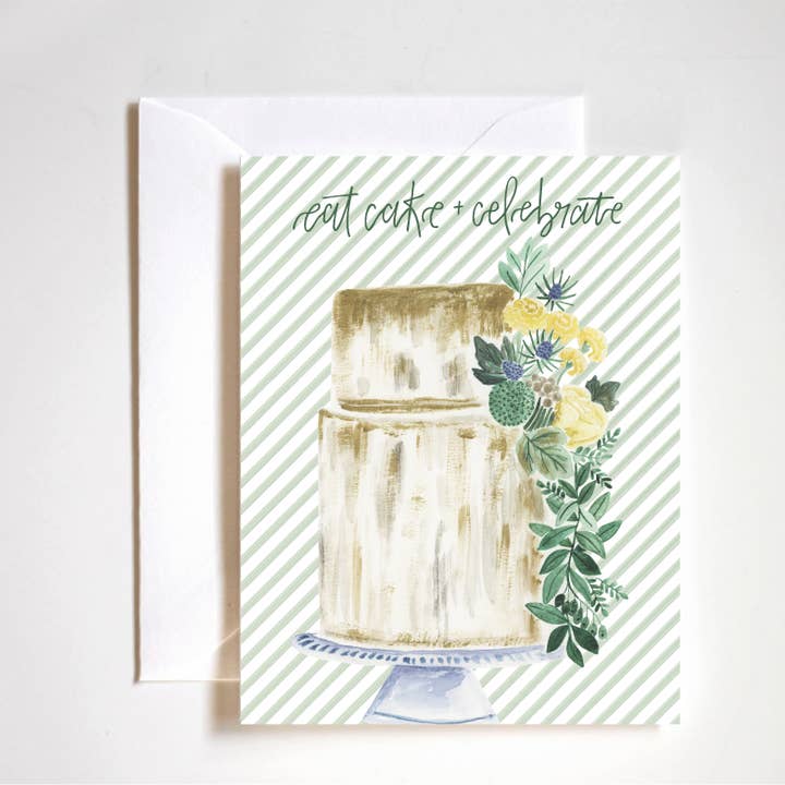 Kuchen essen und Karte feiern, Hochzeitskarte, Geburtstagskarte für den Großhandel von Stephanie Tara Stationery